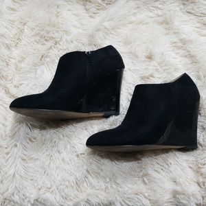 Ann Taylor Faux Suede Black Ankle Booties
